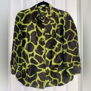 Linda Allard for Ellen Tracy Vintage Women's Green and Black Button Down Shirt